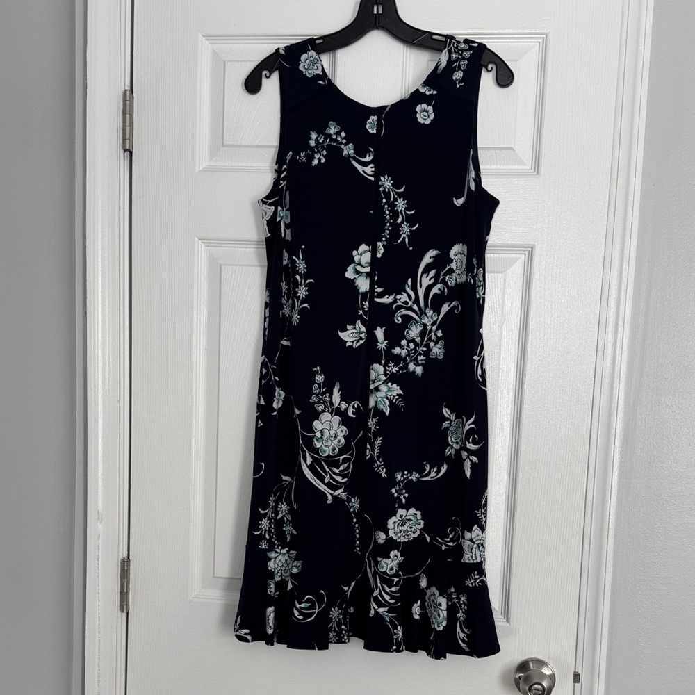 White House Black Market Dark Blue Floral Midi Dress